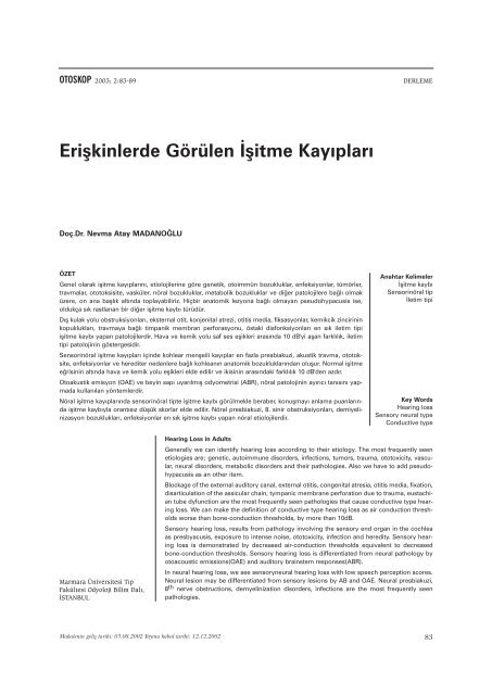 Erişkinlerde Görülen İşitme Kayıpları