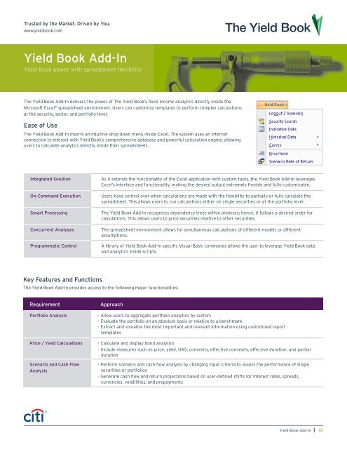 Yield Book Add-In - The Yield Book