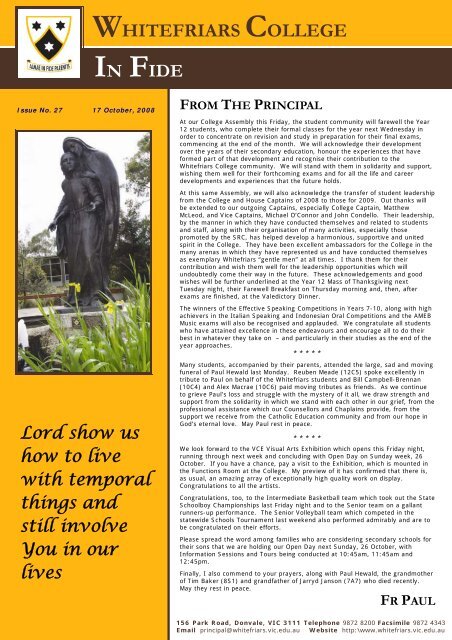 Issue No. 27 - October 17, 2008 - Whitefriars