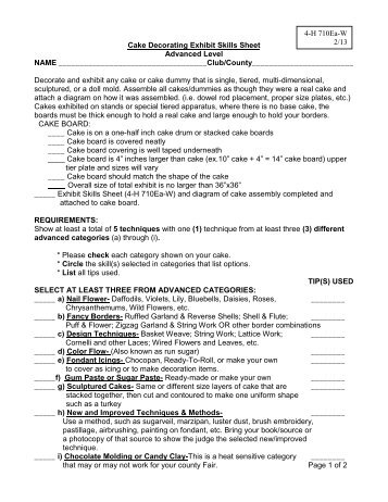 Cake Decorating Exhibit Skills Sheet Advanced Level ... - Indiana 4-H