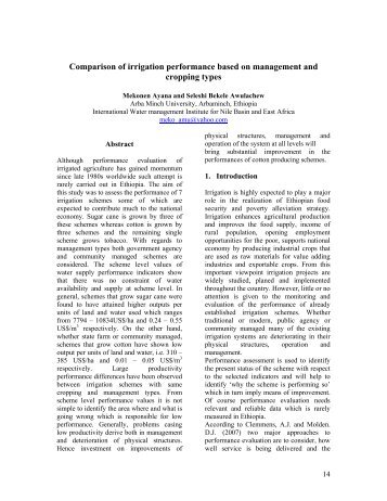 Comparison of irrigation performance based on management and ...