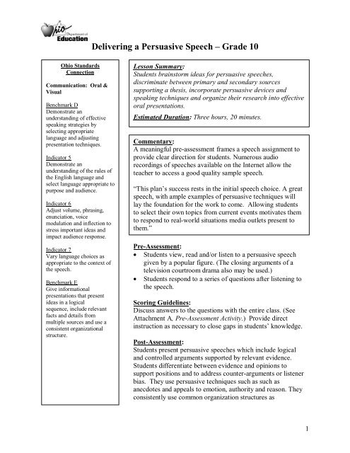 oral topics for grade 10