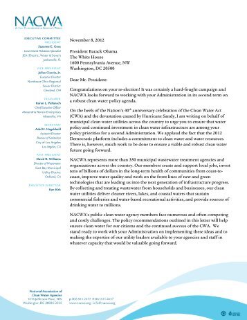 NACWA Letter to President Obama - Water for Jobs