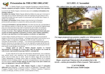 PrÃ©sentation du THEATRE ORGANIC LE LIEU: L ... - On the Move