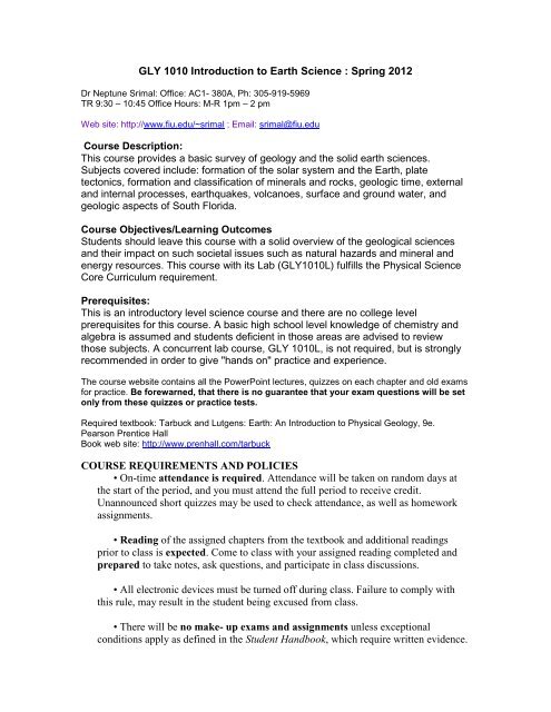 Gly 1010 Section B52 Earth Environment Florida