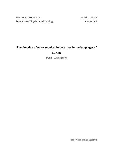 The function of non-canonical imperatives in the languages of Europe