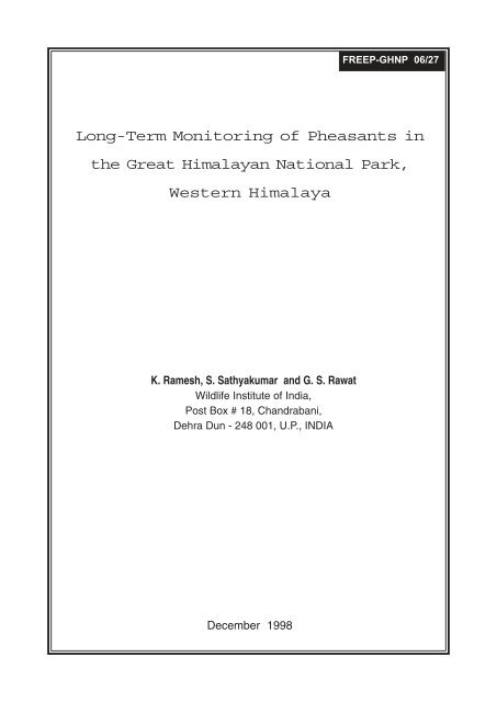 Sathya Ramesh Research Long Term Pheasant Monitoring by Ramesh and Sathya