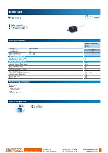 CROUZET Microswitch Limit switches Miniature 83 137 0 Action with ...