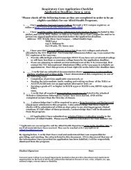 Respiratory Care Application Checklist Application Deadline: June 3 ...