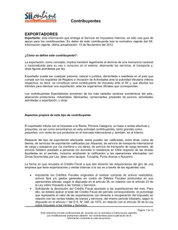 Exportadores - Servicio de Impuestos Internos