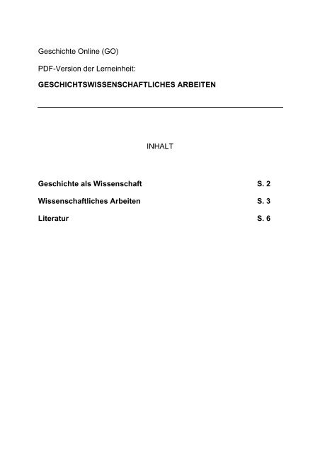 "Geschichtswissenschaftliches Arbeiten" als PDF - bei Geschichte ...