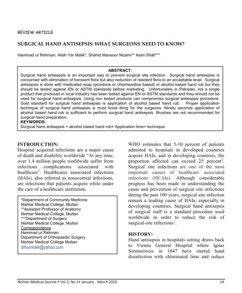 Surgical Hand antisepsis What surgeons need to know