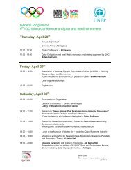 General Programme 9 IOC World Conference on Sport and the ...