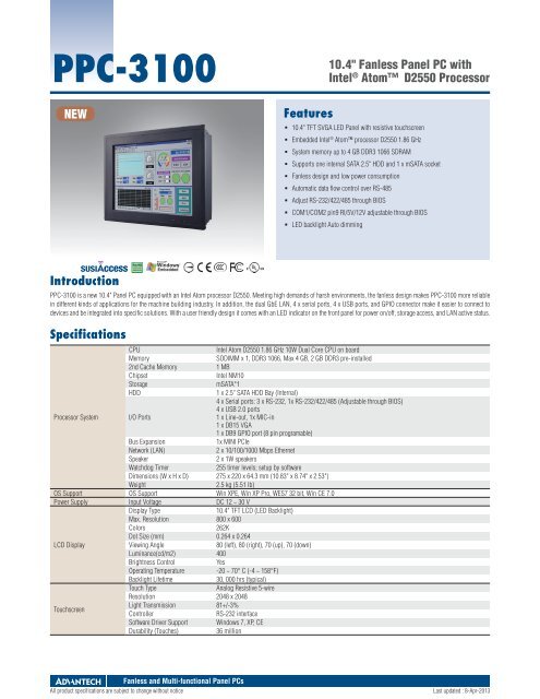 PPC-3100 - download.advantech.com