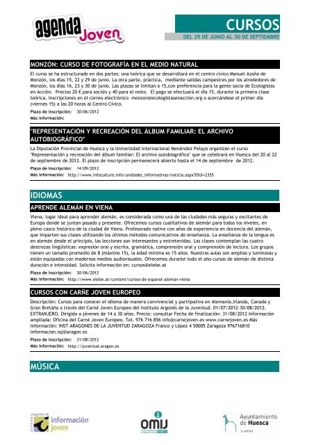 Cursos - Ayuntamiento de Huesca