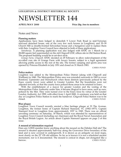 NEWSLETTER 144 - Theydon Bois Village Web Site