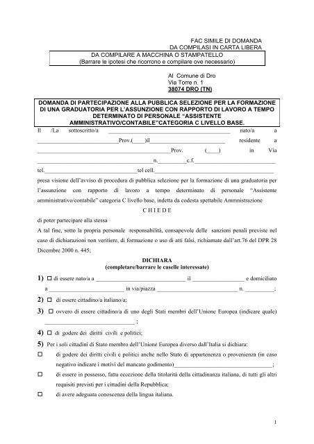 Lettera di assunzione modello