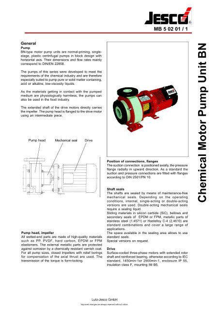 Chemical Motor Pump Unit BN - Lutz-Jesco Gmbh