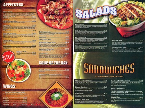 American Roadhouse Grill Menu Click here to open larger size