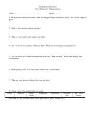 Student Interest Survey Mrs. Baldessari's Biology classes Name ...