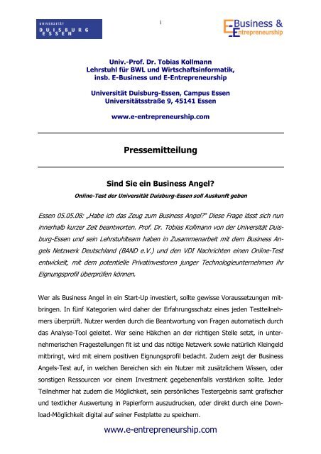 PDF - Lehrstuhl fÃ¼r E-Business und E-Entrepreneurship