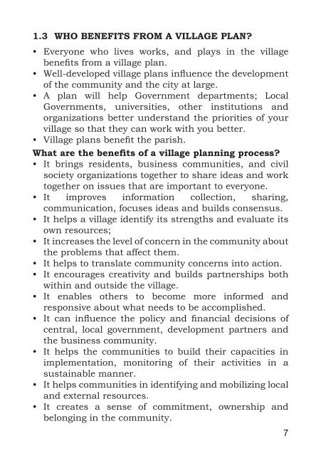 A GUIDE FOR DEVELOPING VILLAGE PLANS for ACTION - amicaall