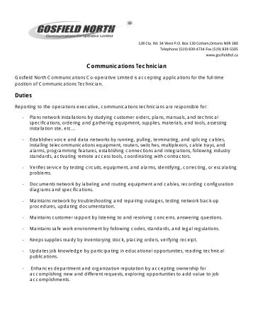 manufacturing technician job description