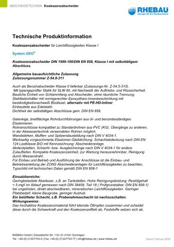 Technische Produktinformation - Rhebau GmbH