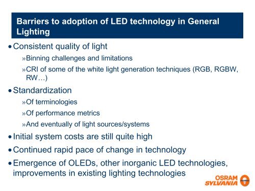 LED adoption in general lighting applications