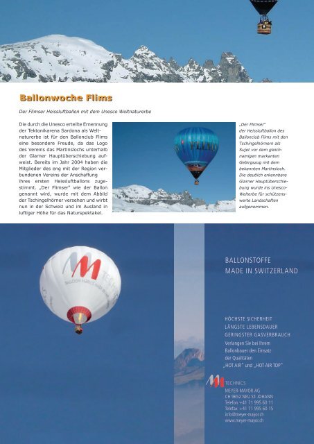 Ballonwoche Flims - Schweizerischer Ballonverband