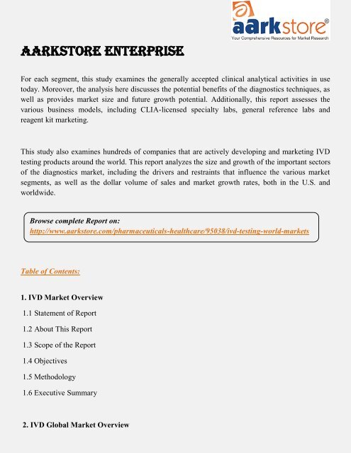 Aarkstore - IVD (In Vitro Diagnostic) Testing World Markets