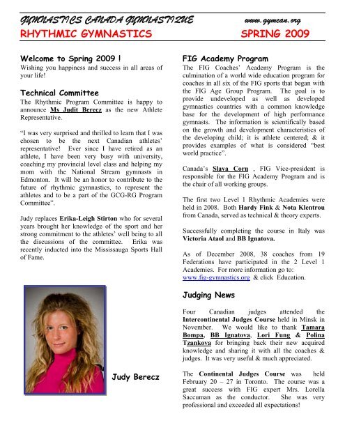 GCG - RG Spring News 2009.pdf - Rhythmic Gymnastics Alberta