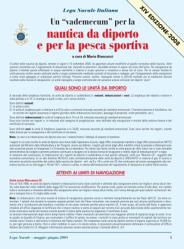 nautica da diporto e per la pesca sportiva - Lega Navale Italiana