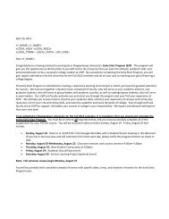 ESP Welcome Letter - Shippensburg University