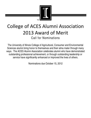 College of ACES Alumni Association 2013 Award of Merit