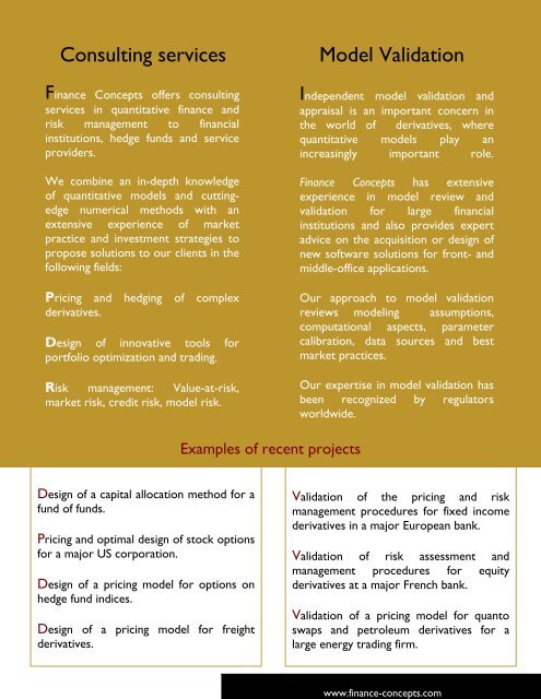 Model Validation - Finance Concepts