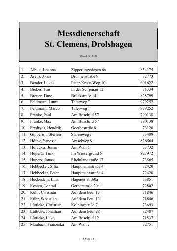 Messdienerschaft St. Clemens, Drolshagen - Kirchspiel-drolshagen.de