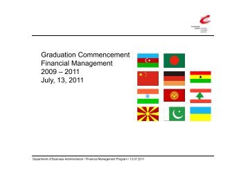 Graduation Commencement Financial Management 2009 – 2011 ...