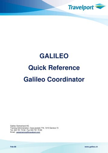 Galileo Quick Reference Coordinator 09 - index