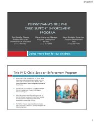pennsylvania's title iv-d child support enforcement program - elect