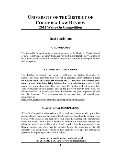 UNIVERSITY OF THE DISTRICT OF - UDC Law Review