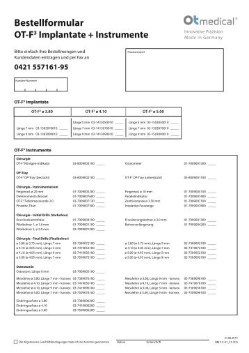 Bestellformular - OT medical GmbH