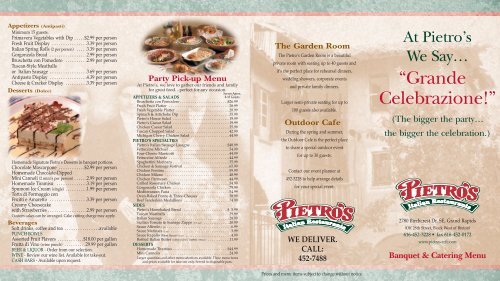 Pietro's menu deals
