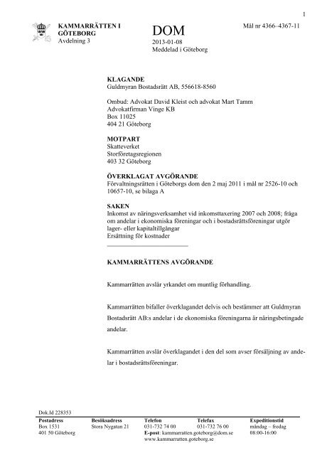 KammarrÃ¤ttens i GÃ¶teborg dom - Sabo