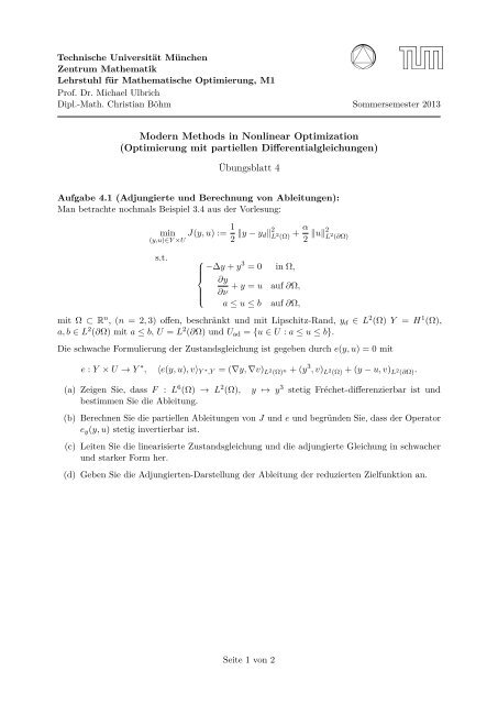 Modern Methods in Nonlinear Optimization (Optimierung mit ... - M1