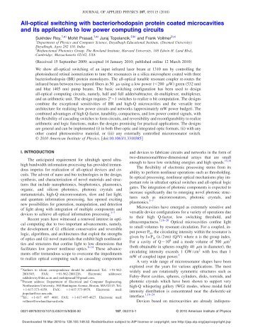 All-optical switching with bacteriorhodopsin protein coated ...