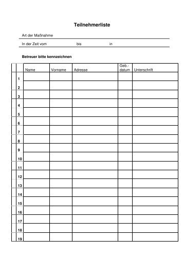 Teilnehmerliste Magazines