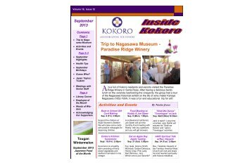 September 2013 Newsletter - Kokoro Assisted Living