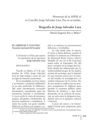 BiografÃ­a de Jorge Salvador Lara - Afese.com