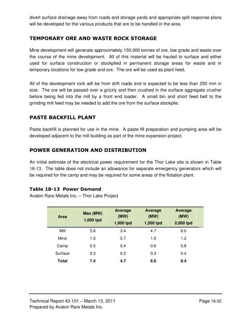 technical report on the nechalacho deposit, thor lake project ...